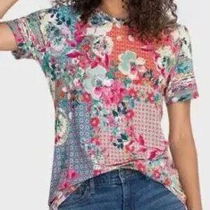 Johnny Was Lubello Swing T-Shirt Multicolor Floral Printed Womens Small
